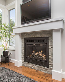 Craigleigh family room with gas fireplace